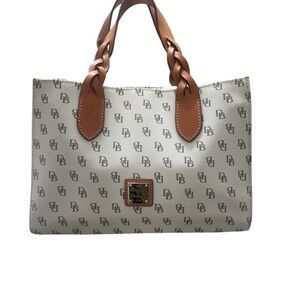 Dooney & Bourke White and Brown Logo Tote